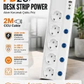 BUĞZ 5’li Akım Korumalı Çoklu Priz 2 Metre Kablolu 3680w 16a 5 Anahtarlı 2usb-a 2 Usb-c Pd 20w Hızlı Ftr-28