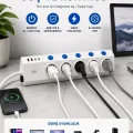 BUĞZ 5’li Akım Korumalı Çoklu Priz 2 Metre Kablolu 3680w 16a 5 Anahtarlı 2usb-a 2 Usb-c Pd 20w Hızlı Ftr-28