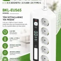 BUĞZ 5’li Akım Korumalı Priz 2500w | 2 Usb + 2 Type-c Hızlı Şarj | Led Gece Lambalı | Dokunmatik Beyaz