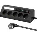 BUĞZ 5’li Akım Korumalı Priz 2500w | 2 Usb + 2 Type-c Hızlı Şarj | Led Gece Lambalı | Dokunmatik Siyah