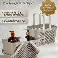 BUĞZ 6lı Gri Çok Amaçlı Organizer Sepet Kulplu Mutfak Banyo Saklama Seti