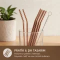 BUĞZ 6lı Kaşıklı Pipet Seti - Bronz - Pipet Temizleme Fırçası