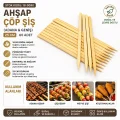 BUĞZ 60 Adet Ahşap Geniş Çöp Şiş - Adana Kebap Şişi - 25 cm