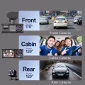  64GB Araç İçi Kamera 3 Kameralı (Yol + Araç İçi+ Arka) FHD Video Kayıt Mikrofonlu Türkçe CC-33