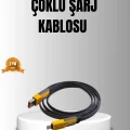 BUĞZ 65W 4’ü 1 Arada Örgülü Hızlı Şarj Kablosu USB-C USB-A Çoklu Şarj Dayanıklı