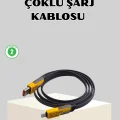 BUĞZ 65W Çoklu Şarj Kablosu 4’ü 1 Arada Örgülü Hızlı Veri Aktarım USB-C USB-A