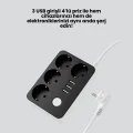  7 Cihazı Aynı Anda Destekleyen 3 USB Portlu 4’lü Priz