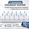 BUĞZ 7 Numara Hacamat Kupası 10 Adet Vakumlu Kupa Bardak Dayanıklı Plastik Manuel Hacamat Kabı Seti