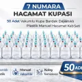 BUĞZ 7 Numara Hacamat Kupası 50 Adet Vakumlu Kupa Bardak Dayanıklı Plastik Manuel Hacamat Kabı Seti