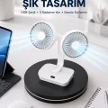 BUĞZ 720° Döner Çift Taraflı Masaüstü Vantilatör – USB Şarjlı Sessiz Fan