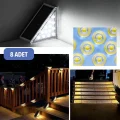  8 Adet Üçgen  Güneş Enerjisi ile Şarj Olan Dış Mekan Solar Basamak Köşe Lambası