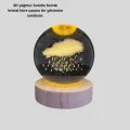 BUĞZ 8 cm 3D Yağmur Bulutu Kristal Küre LED Gece Lambası Ahşap Standlı Tasarım Lamba