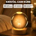 BUĞZ 8 cm Küçük Prens Cam Küre USB Işıklı Ahşap Tabanlı Dekor