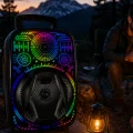 BUĞZ 8 İnç Karaoke Hoparlör USB AUX FM Destekli Işıklı Speaker