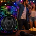 BUĞZ 8 İnç Taşınabilir Karaoke Hoparlör Mikrofonlu RGB Işıklı Bluetooth Speaker