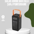 BUĞZ 80000 mAh Solar Powerbank Göstergeli Fenerli Hızlı Şarj Taşınabilir Şarj Cihazı