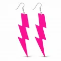 BUĞZ 80’ler 90'lar Retro Neon Pembe Şimşek Küpe 10 Cm Bx40