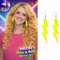 BUĞZ 80’ler 90lar Retro Neon Sarı Şimşek Küpe 10 cm