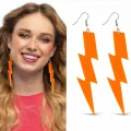 BUĞZ 80’ler 90lar Retro Neon Turuncu Şimşek Küpe 10 cm