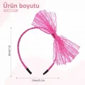 BUĞZ 80’ler 90’lar Neon Pembe Dantel Taç Fiyonklu
