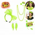 BUĞZ 80’ler 90’lar Neon Yeşil Parti Seti – Kolye Küpe Taç