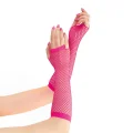 BUĞZ 80’ler 90’lar Retro Neon Fuşya Şeker Pembesi File Parmaksız Eldiven 26 Cm - Lisinya