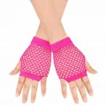 BUĞZ 80’ler 90’lar Retro Neon Fuşya Şeker Pembesi File Parmaksız Kısa Eldiven 11 Cm