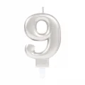 BUĞZ 9 Rakam Mum Gümüş Renk
