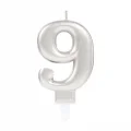  9 Rakam Mum Gümüş Renk