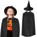 BUĞZ 90 Cm Siyah Yakalı Pelerin Ve Siyah Cadı Şapkası Kostüm Seti