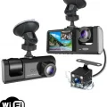 BUĞZ A98 Tipi WiFi Full HD 3 Kameralı Araç İçi Güvenlik Kamerası Gece Görüşlü G Sensörlü