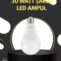 BUĞZ Acil Durumlar İçin Şarjlı LED Ampul 6400K Soğuk Beyaz 30 Watt