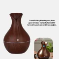 BUĞZ Ahşap Desenli Aromaterapi Difüzör 130 ml Ultrasonik ve 7 Renk LED Işıklı