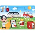  Ahşap Eğitici Puzzle 12 Parça - 1 Adet Stokta Olan Gönderilir