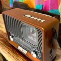 BUĞZ Ahşap Görünümlü Retro Bluetooth Radyo USB,AUX Ve SD Kart Girişli