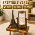 BUĞZ Ahşap Gövdeli Dekoratif Kum Saati – Masa Üstü El Sanatı Aksesuarı