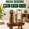 BUĞZ Ahşap Gövdeli Deniz Feneri Formlu Kum Saati – 15x20 cm Masa Dekoru Yeni Nesil