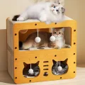 BUĞZ Ahşap İki Katlı Tırmalamalı Kedi Oyun Evi