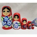 BUĞZ Ahşap kırmızı 5 parçalı modern matruşka bebek dekoratif obje tek ebat - Ev & Mobilya