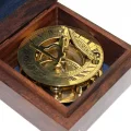 BUĞZ Ahşap Kutulu Pirinç Güneş Saati Ve Pusula Modeli