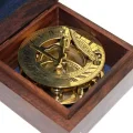BUĞZ Ahşap Kutulu Pirinç Güneş Saati Ve Pusula Modeli 2213