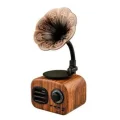 BUĞZ Ahşap Retro Tasarım Bluetooth Radyo ve Gramofon Hoparlör, Dekoratif Mini Ses Sistemi