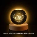 BUĞZ Ahşap Standlı LED Kristal Küre Lazer İşlemeli Dekoratif Obje