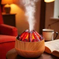 BUĞZ Ahşap Tasarımlı Soğuk Buhar Hava Nemlendirici ve Aroma Difüzörü, 300 ml Kapasiteli, Bej Renk
