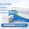 BUĞZ Akdeniz Dispenser Z Havlu 2 Katlı 12 Paket | %100 Selüloz | Ekonomik Z Katlı Kağıt Havlu