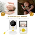 BUĞZ Akıllı Bebek Kamerası Monitörlü Karşılıklı Konuşma Özellikli Sıcaklık İzleme 2.4 İnç Bebek Kamerası - Lisinya