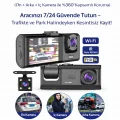 BUĞZ Akıllı Full HD 3 Kameralı Araç İçi Güvenlik Kamerası Ön-Arka-İç Kayıt, Park Modu
