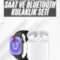  Akıllı Saat Gümüş Kasa Bluetooth Kulaklık Hediyeli Çok Fonksiyonlu İkili Set