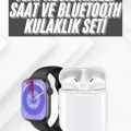  Akıllı Saat Gümüş Kasa Bluetooth Kulaklık Hediyeli Çok Fonksiyonlu İkili Set