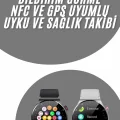 BUĞZ Akıllı Saat Uyku ve Sağlık Takibi NFC Uyumlu Bluetoooth Bağlantılı Android İOS Uyumlu - BUĞZ